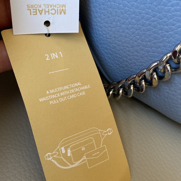 Michael Kors Maisie Large 2 in 1 Sling Pack Crossbody Bag Pale Blue - Picture 9 of 10